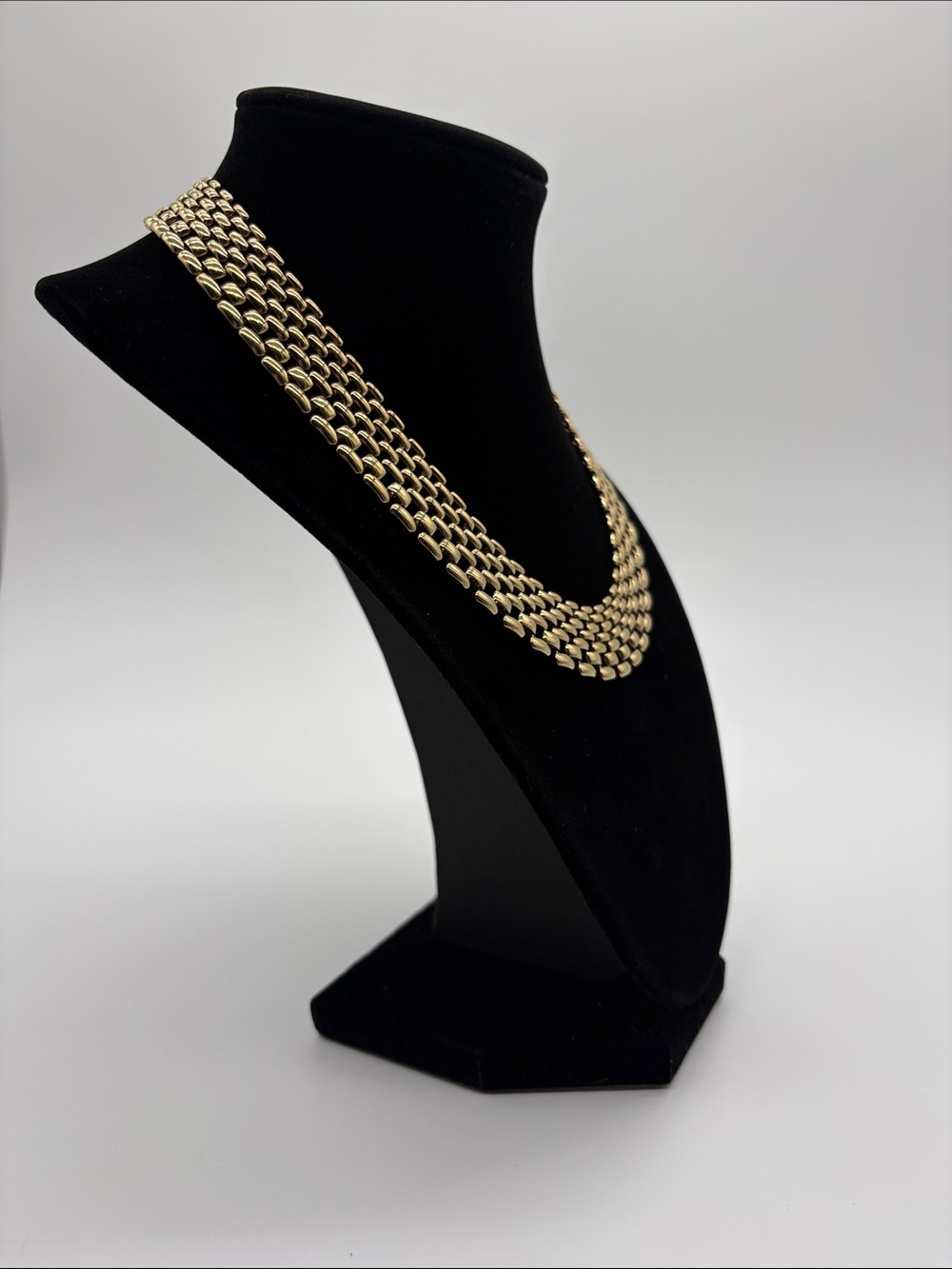 Gold Multi-Row Link Necklace Layered Statement Women Jewelry - Picture 2 of 4